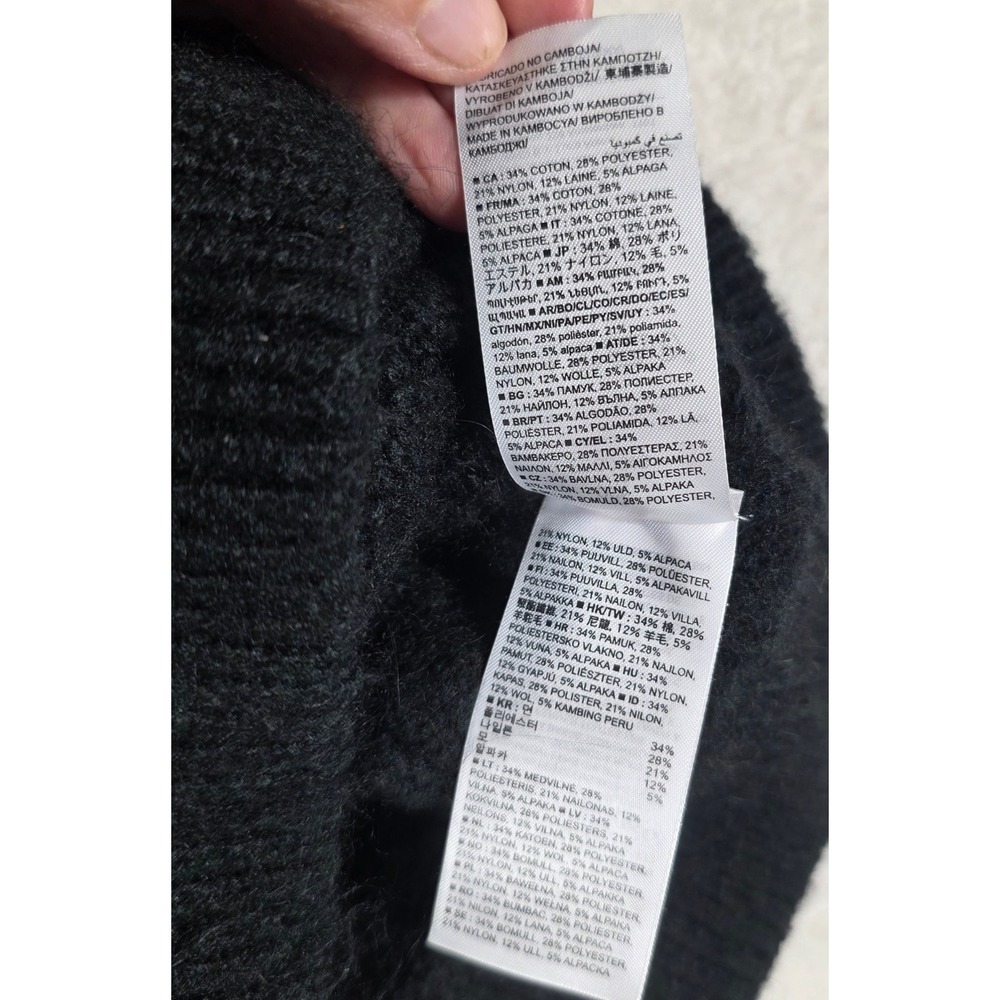 Gap Femme Pointelle Cardigan Women XXL Black Excellent Wool Alpaca Knit Sweater - Picture 9 of 10